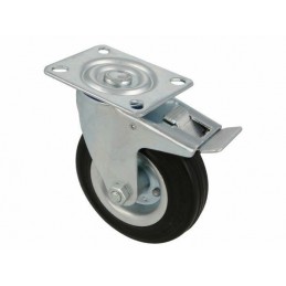 Kółko gumowe 100mm obrotowa płytka hamulec czarne 90kg mod.2523