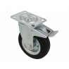 Kółko gumowe 125mm obrotowa płytka hamulec czarne 120kg mod.2523