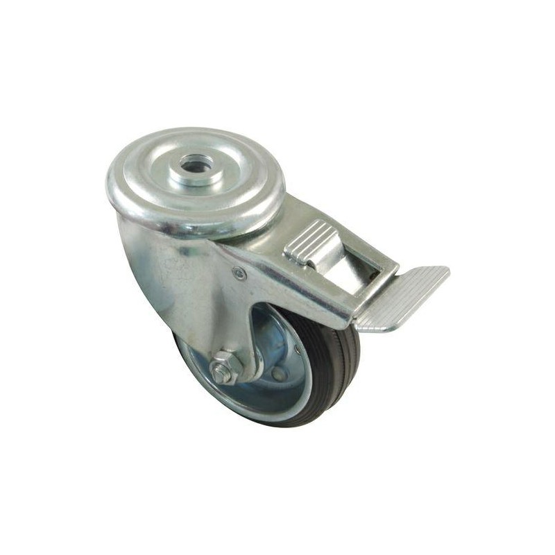 Kółko gumowe 100mm otwór 12,5mm hamulec czarne 90kg mod.2525