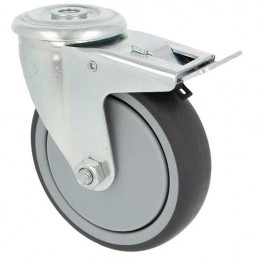 Kółko gumowe 100mm hamulec otwór 12,5mm szare 110kg mod.2531