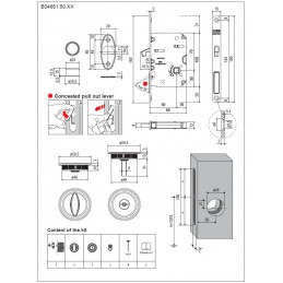 Zamek hakowy łazienkowy 50mm biały + rozety okrągłe mod. Scivola Tre Class