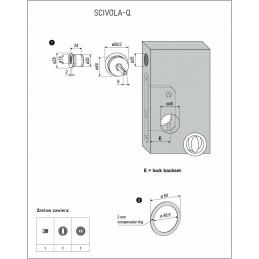 Uchwyty wpuszczane do WC okrąg 60mm chrom satyna SCIVOLA Q + uchwyt na palec