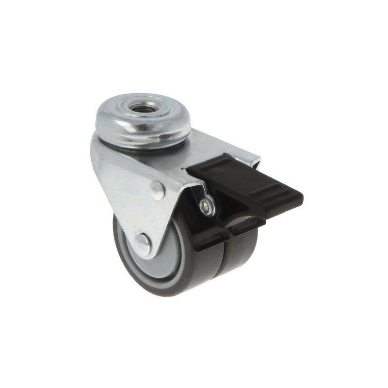 Kółko gumowe podwójne 50mm hamulec otwór 10,5mm 90kg mod.2515