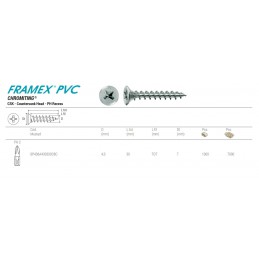 Wkręty do PVC 4,3x30 chrocynk PH2  łeb stożkowy FRAMEX 100szt.