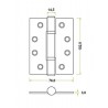 Zawias Inox 102x76x3mm - 2x