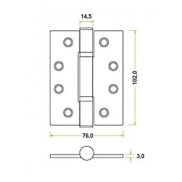Zawias do drzwi 102x76mm stal nierdzewna INOX złoty połysk splatany 2 szt.
