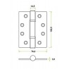Zawias do drzwi 102x76mm stal nierdzewna INOX złoty połysk splatany 2 szt.