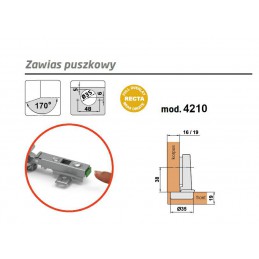 Zawias puszkowy nakładany 35mm złoto antyczne 170° CLIP mod. 4210