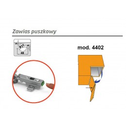 Zawias puszkowy 35mm niklowany do drzwiczek składanych +25 ° CLIP mod.4402 ZAMAC