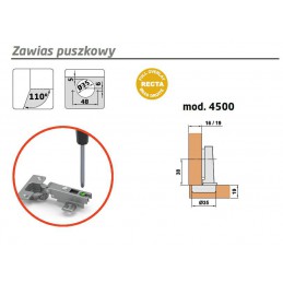 Zawias puszkowy 35mm niklowany front nakładany mod.4500