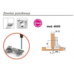 Zawias puszkowy 35mm niklowany front bliźniaczy mod.4600