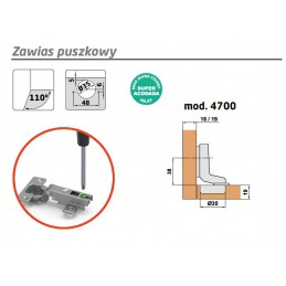Zawias puszkowy 35mm niklowany front wpuszczany mod.4700