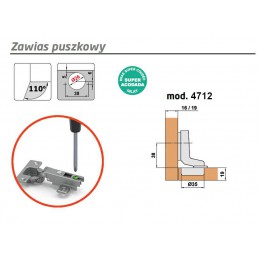 Zawias puszkowy 26mm złoto antyczne front wpuszczany mod.4712