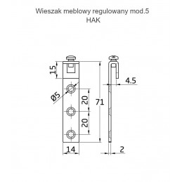 Wieszak meblowy regul. 5-cynkow - HAK