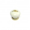 Gałka meblowa ceramiczna 25mm kremowa kwiatowy motyw Giglio Gialo IT-P59