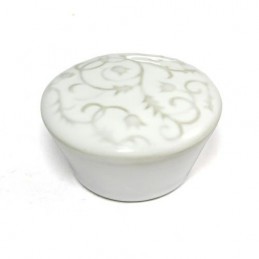 Gałka meblowa ceramiczna Botanic 50mm biało szara motyw kwiatowy IT-P36