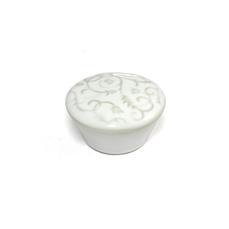 Gałka meblowa ceramiczna Botanic 50mm biało szara motyw kwiatowy IT-P36