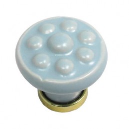 Gałka meblowa ceramiczna 30mm kropki niebiesko złota