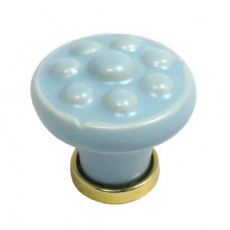 Gałka meblowa ceramiczna 30mm kropki niebiesko złota