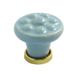 Gałka meblowa ceramiczna 30mm kropki niebiesko złota