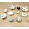 Gałka meblowa ceramiczna 30mm kropki niebiesko złota