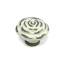 Gałka meblowa ceramiczna Róża 45mm kremowo srebna IT-P41