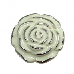 Gałka meblowa ceramiczna Róża 70mm kremowo srebrna IT-P40