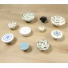 Gałka meblowa ceramiczna Róża 70mm kremowo srebrna IT-P40