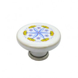 Gałka meblowa ceramiczna 45mm biała malowana kwiaty Decore Floreale IT-P48