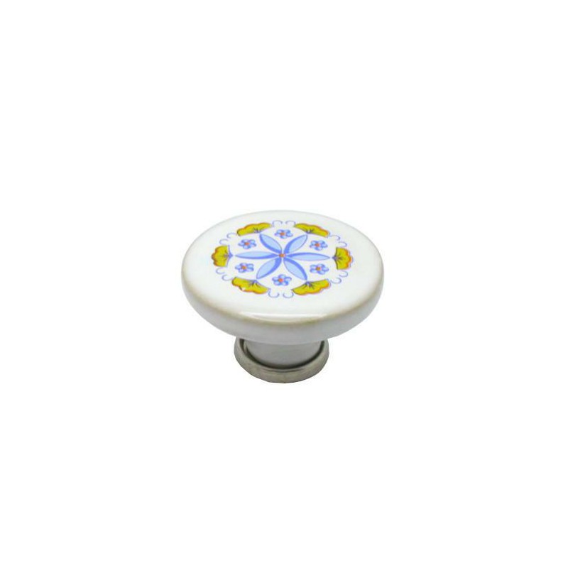 Gałka meblowa ceramiczna 45mm biała malowana kwiaty Decore Floreale IT-P48