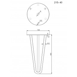 Noga Hairpin 40cm stalowa szara G40