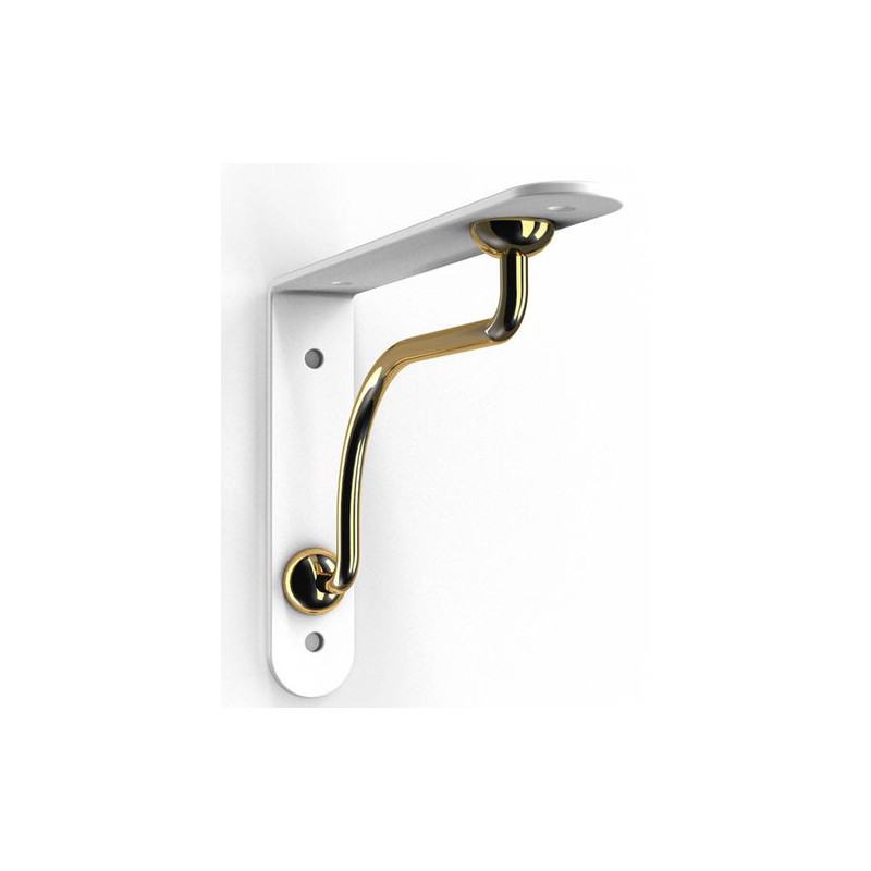 Wspornik półki stalowy biały/mosiądz 180x230mm PALLADIO 23