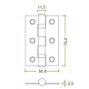 Zawias do drzwi 76x50mm stal chrom satyna splatany 2szt.