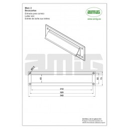 Wrzutnia na listy mod.2 342x73mm INOX DIS