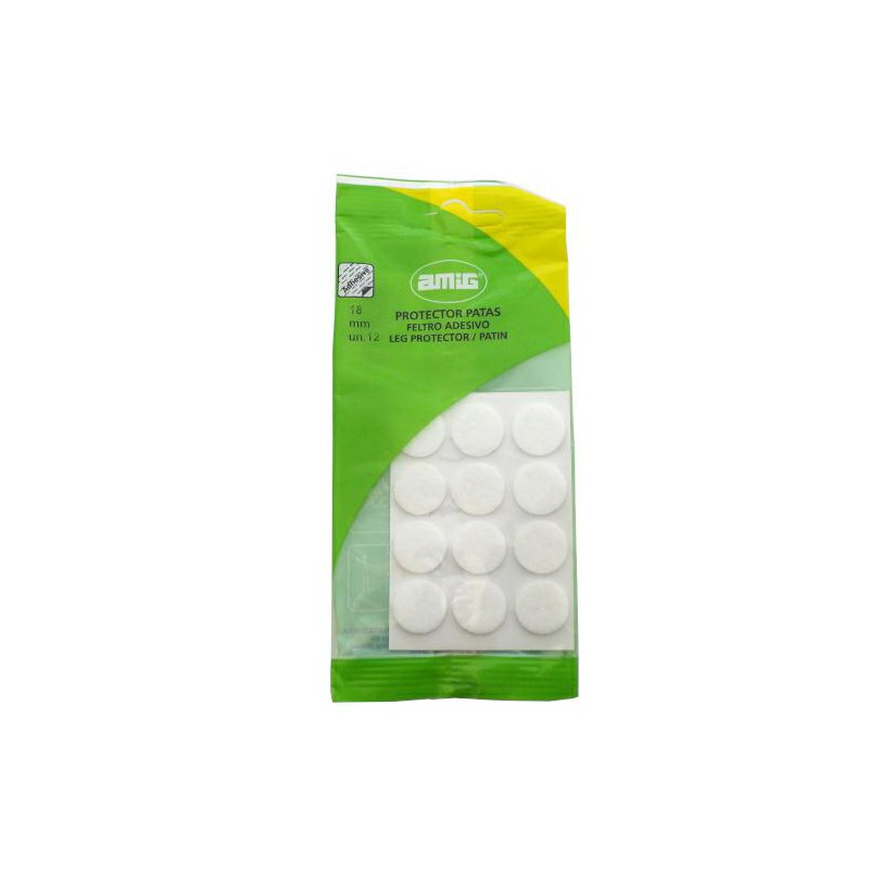 Podkładki filcowe okrągłe 18mm białe 12szt. mod.80 przyklejane