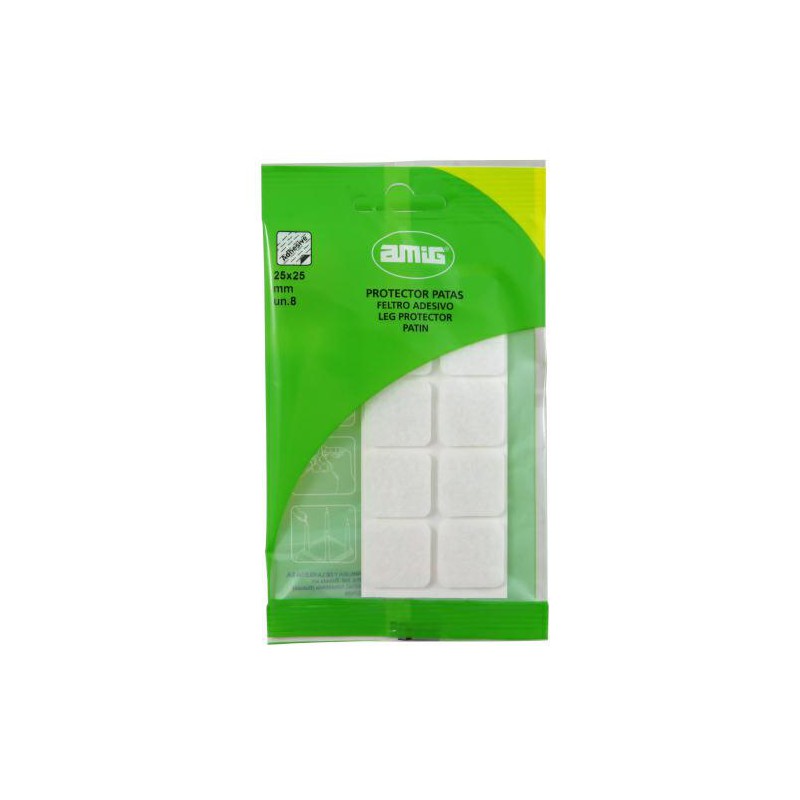 Podkładki filcowe kwadratowe 25x25mm białe 8szt. mod.80 przyklejane