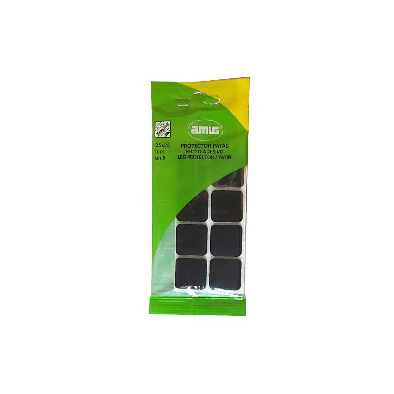 Podkładki filcowe kwadratowe 25x25mm brązowe 8szt. mod.80 przyklejane
