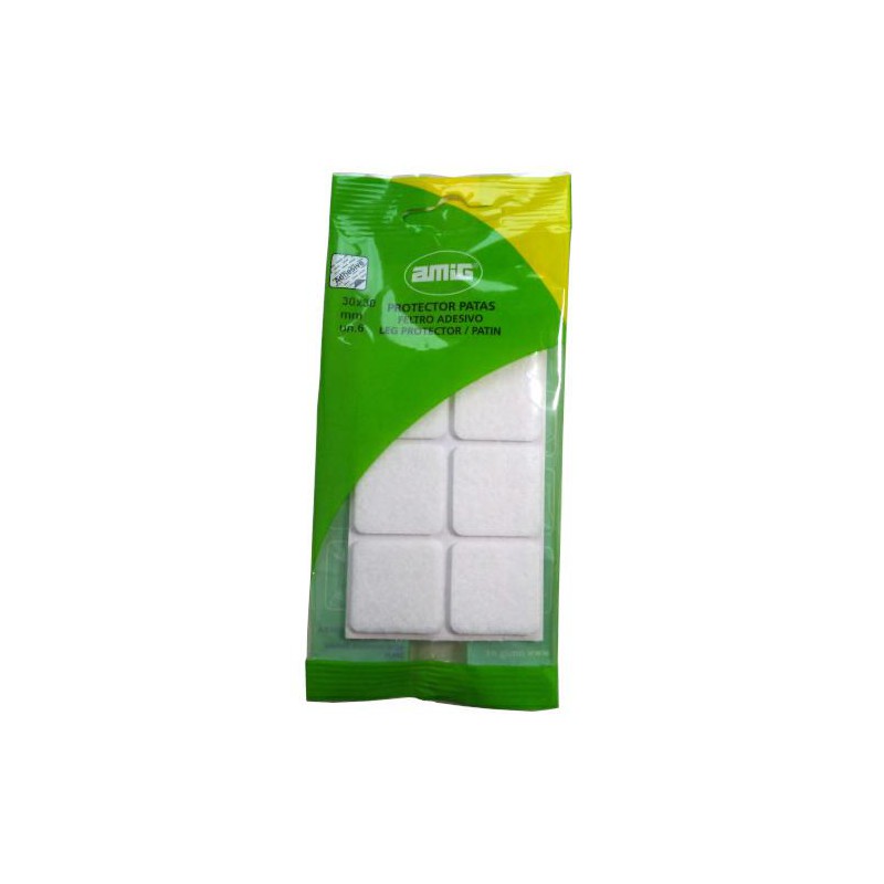 Podkładki filcowe kwadratowe 30x30mm białe 6szt. mod.80 przyklejane