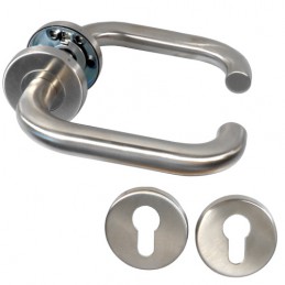 Klamka z rozetami na wkładkę 53mm INOX mod. AMIG 3RBX