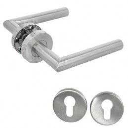 Klamka z rozetami na wkładkę 53mm INOX mod. AMIG 7RBX economic