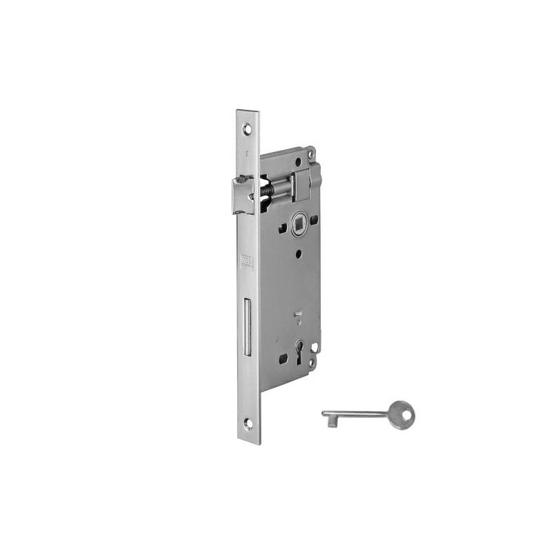 Zamek drzwiowy na klucz 90/60 niklowany F22 prost. PATENT GRANDE