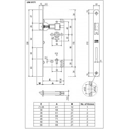 Zamek drzwiowy na klucz 90/60 niklowany F22 prost. PATENT GRANDE