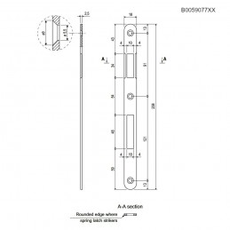 Zaczep PATENT 18x238mm zaokrąglone końce chrom mat