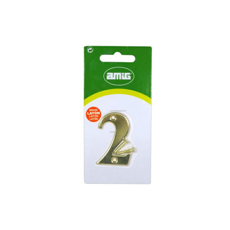 Cyfra 2 mosiężna 5cm przykręcana