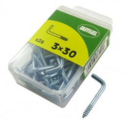 Hak prosty 3x30mm haczyk wkręcany cynkowany 26 szt.