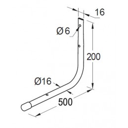 Hak garażowy prosty 50cm ref. 381