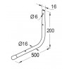 Hak garażowy prosty 50cm ref. 381