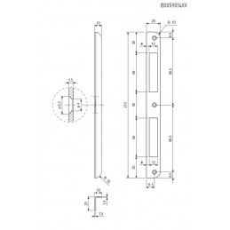 Zaczep PATENT 20x210 kątowy zaokrąglony niklowany