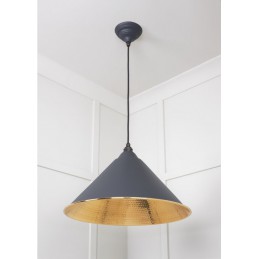 Lampa Hockley 51cm szara / miedziane młotkowane wnętrze