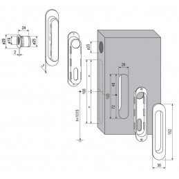 Uchwyty wpuszczane owalne 152x36mm chrom satyna SCIVOLA-F + uchwyt na palec